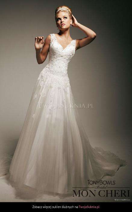 Piękna, oryginalna suknia TONY BOWLS Mon Cheri! Rozmiar 36