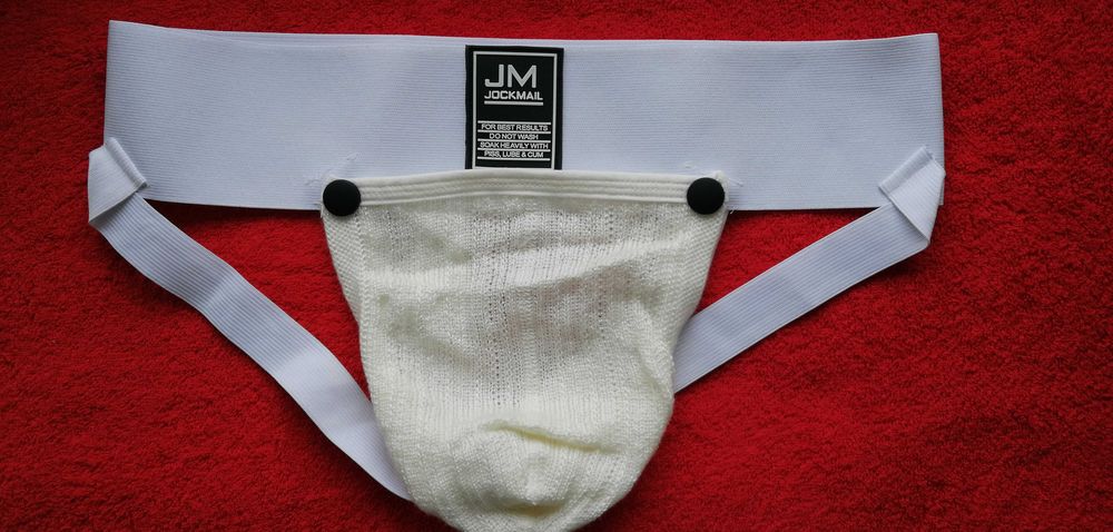 Jockmail jock strap przód zapinany na 3 napy , zatrzaski