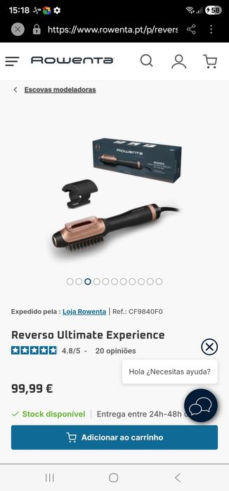 Escova modeladora Reverso Rowenta 2 in 1