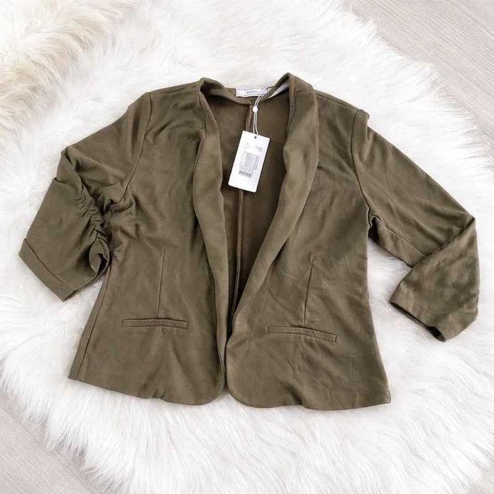 Marynarka khaki L wiskoza blazer smart casual nowa z metką