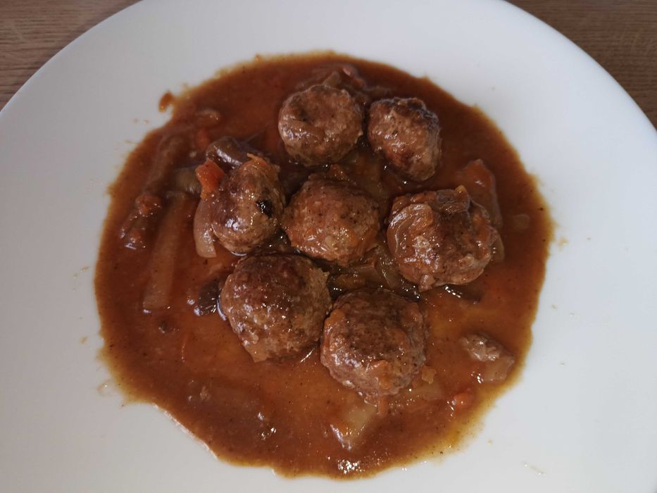 Фрикадельки свинина + курка в томаті з овочами  - консерва домашня