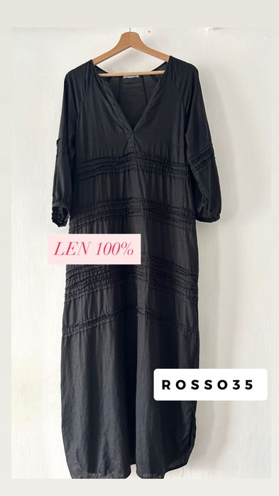 Lniana czarna sukienka 100% len premium