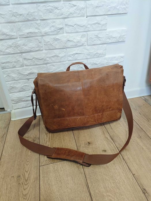 Wilsons leathe сумка месенджер шкіряна коричнева чоловіча для ноутбука