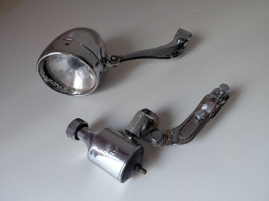 Farol e dínamo antigo Miller para bicicleta pasteleira