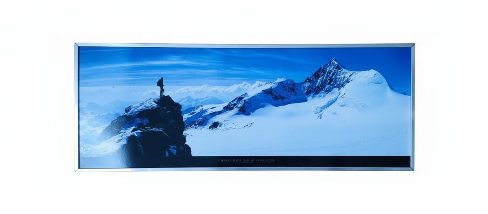 Obraz widok górski srebrna rama duży metra1,5