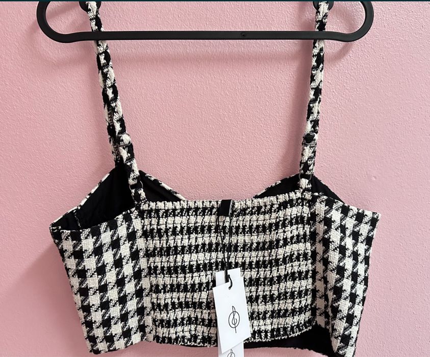 Crop Top quadrados preto & branco L (novo)