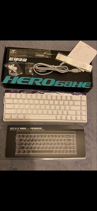 AULA HERO 68he НОВА магнітна ігрова клавіатура white RGB + СОФТ