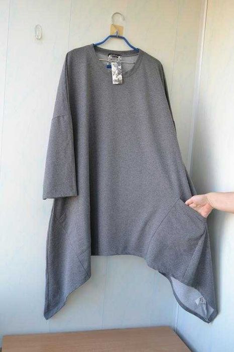 Подовжена тепла туніка бохо, асиметрія new collection, італія, бавовна