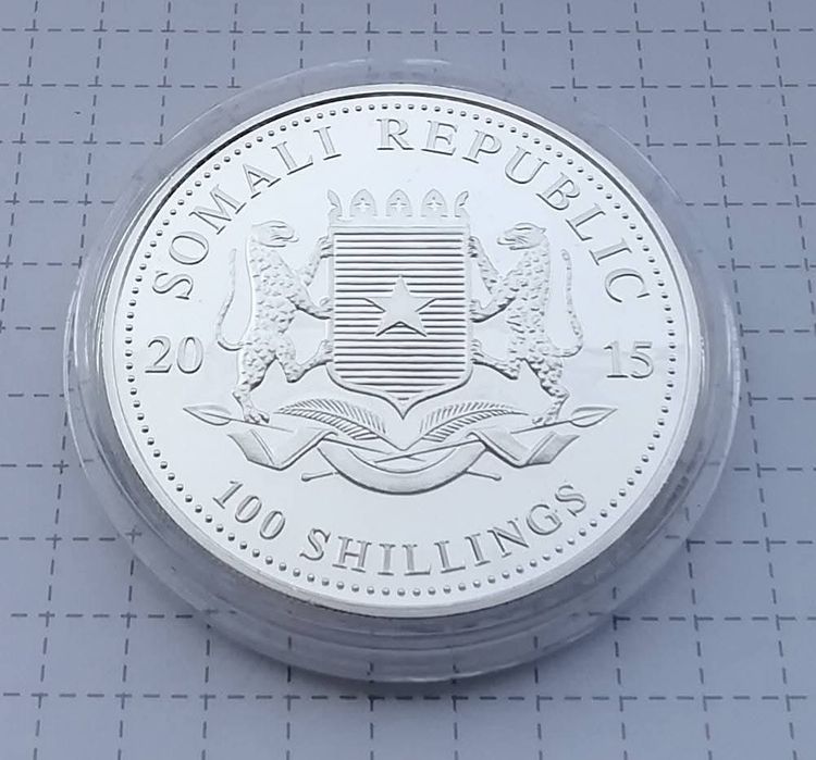 Сомалі 100 шилінгів 2015р. Слони. СРІБЛО. ПРУФ.