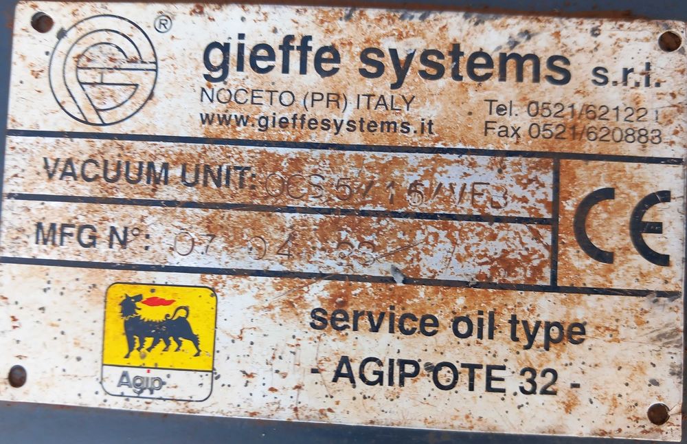 Bomba de vácuo Gieffe Systens #1377