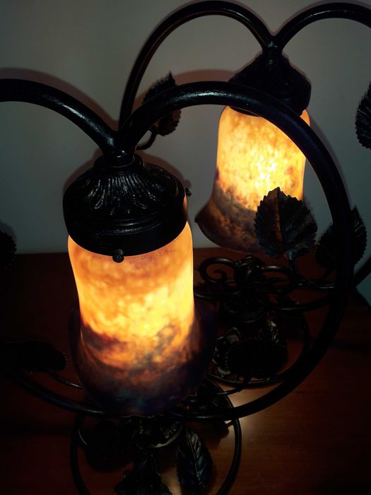 Par de candeeiros antigos Franceses assinados "Lumieres de la ville"