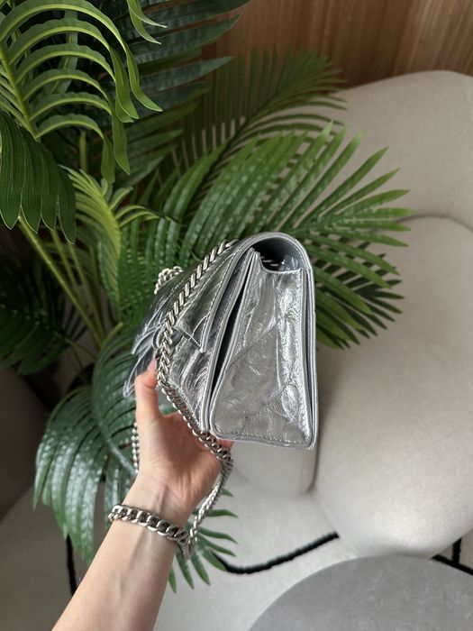 Жіноча сумка Balenciaga Crush Small Chain Bag Quilted in Silver