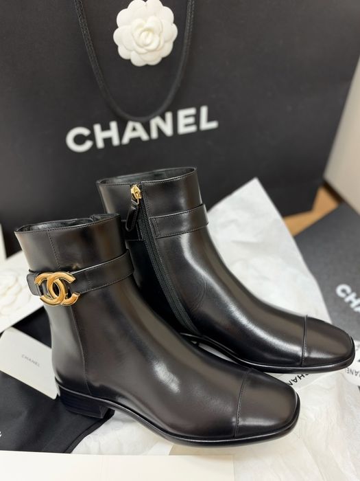 CHANEL® Luksusowe buty CC® ekskluzywne obuwie skórzane botki