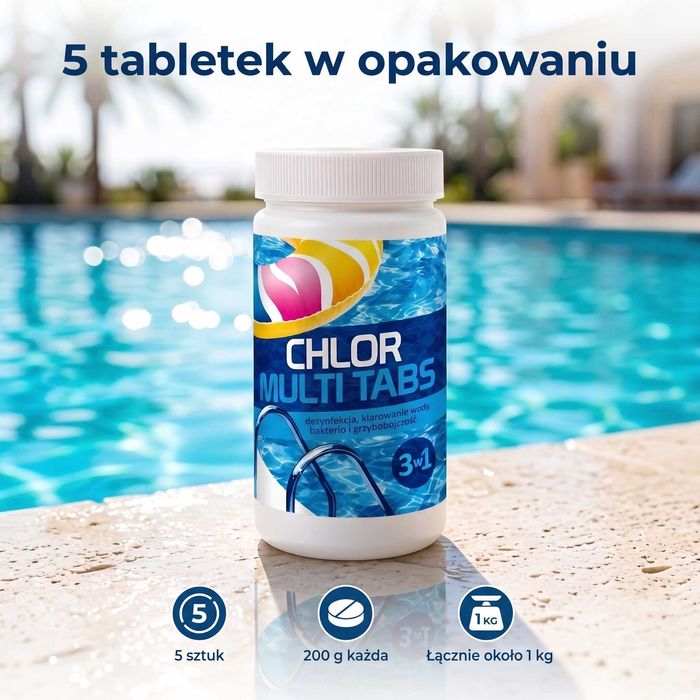 Chlor 3w1 Multi Tabs GAMIX 1 kg Chemia do Basenu Chemia basenowa