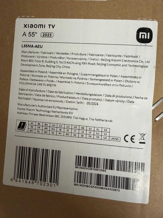TV Xiaomi 55" TV A 55 2025 LED Smart TV (Google TV) 4K HDR (sem display)