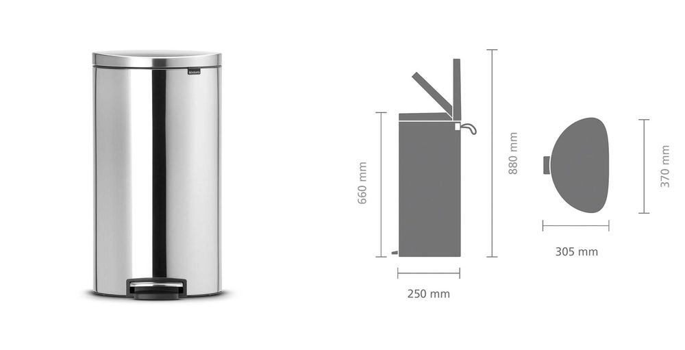 Contentor Brabantia Flatback 30L c/ pedal, inox mate anti-manchas(FPP)