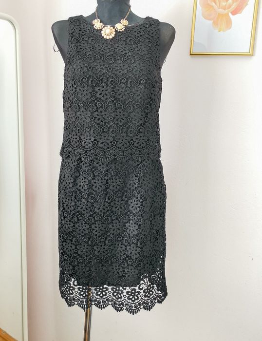 Koronkowa mała czarna, sukienka, koronka, monsoon, 38, M