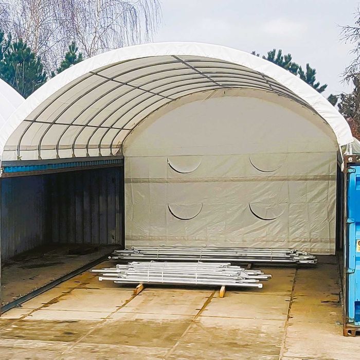 Zadaszenie kontenerów hala namiotowa 10x12m wiata kontenerowa morskich