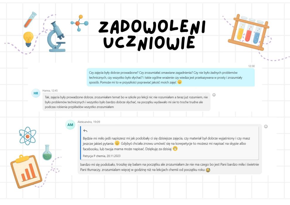 Stacjonarne Korepetycje z CHEMII Różanka, Psie Pole LICEUM/Matura