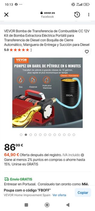 Kit Bomba Transfega de combustível - 170 Euros