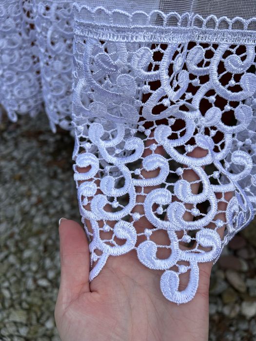 Firana z gipiurą komplet 3 duże 1 mniejsza 4 sztuki białe