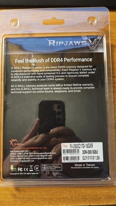 Memória RAM G-Skill 16Gb (8Gx2) C17D 2800MHz