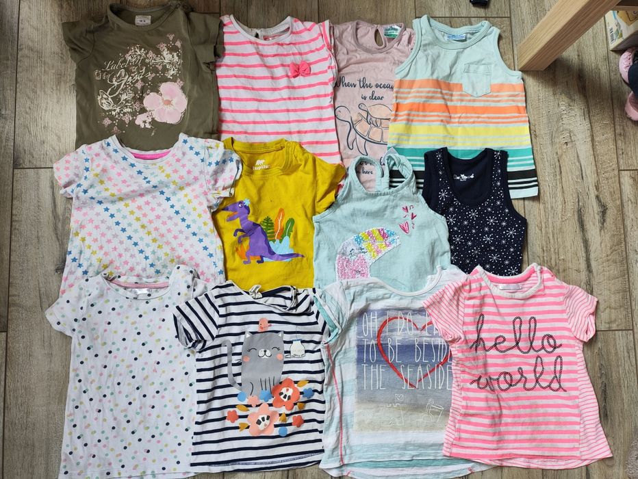 Zestaw paka 12 koszulek 86/92 dla dziewczynki