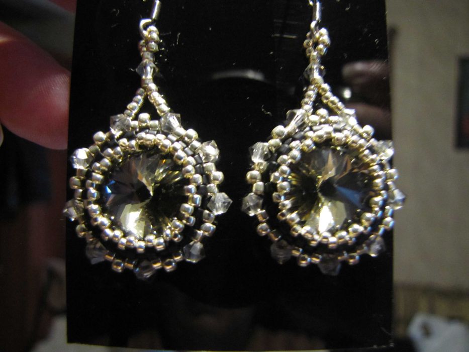Kolczyki wieczorowe Swarovski black diamond Rękodzieło