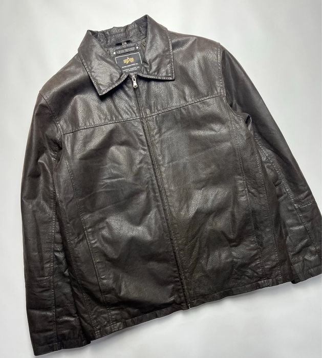 •Alpha Industries• Кожана куртка Leather jacket вінтаж vintage 90ті рокі