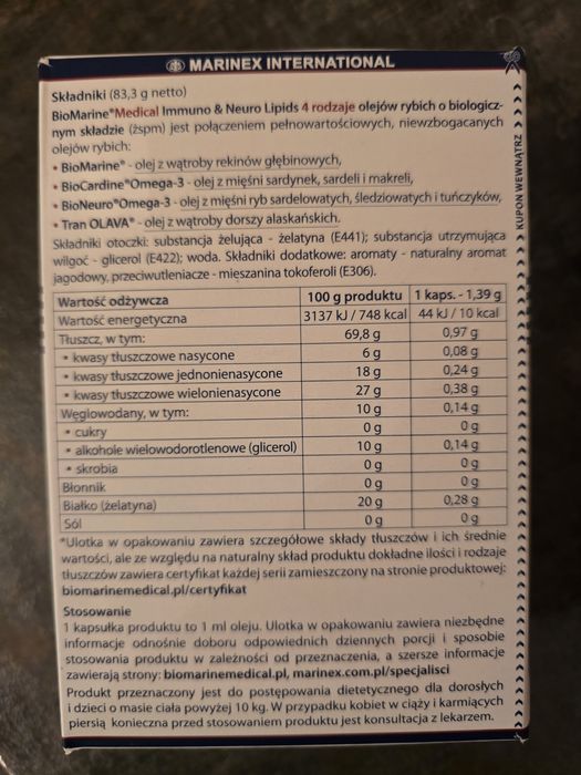 Biomarine medical omega tran suplement nowe 6 opakowań okazja