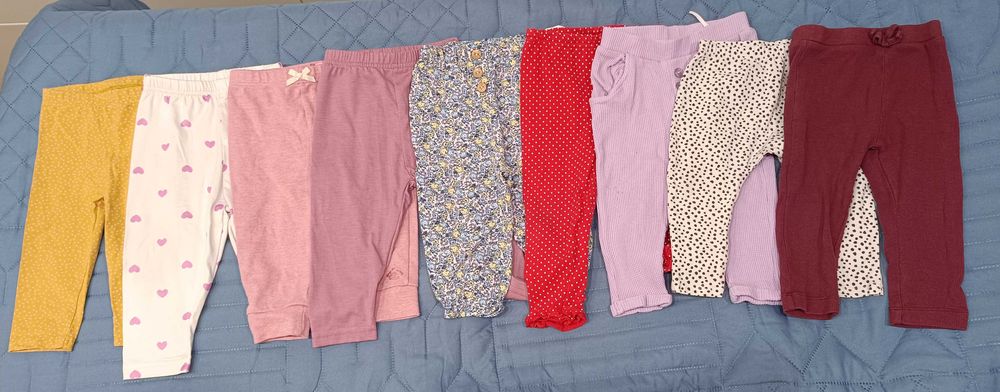 Legginsy i spodnie, rozmiar 74, (13 sztuk)