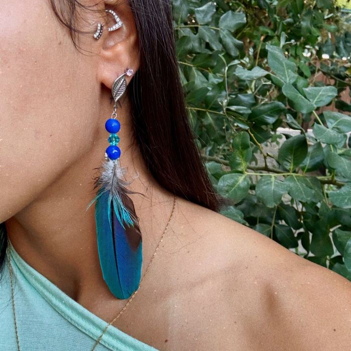 Brincos de pena varias cores