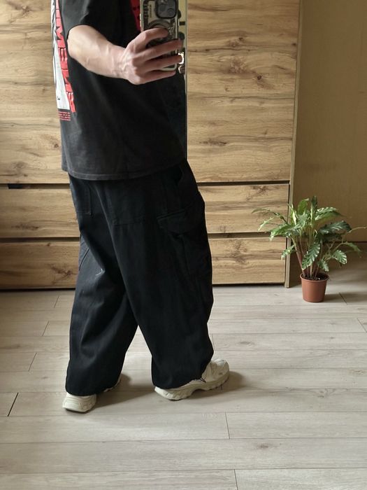 Широкі чорні чоловічі оверсайз карго штани з карманами cargo baggy Л L