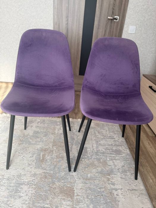 Стільці кухонні / обідні (велюр, фіолетові) – 2 шт.