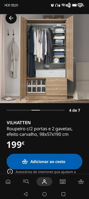 Roupeiro com portas. Pouquíssimo uso.