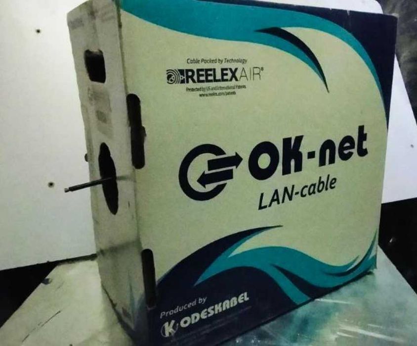 Кабель мідний OK-Net КПП-ВП (100) UTP кат.5е, 4х2х0.51 бухта 305м