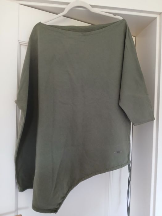 Asymetryczna bluzka włoska khaki 44 XXL