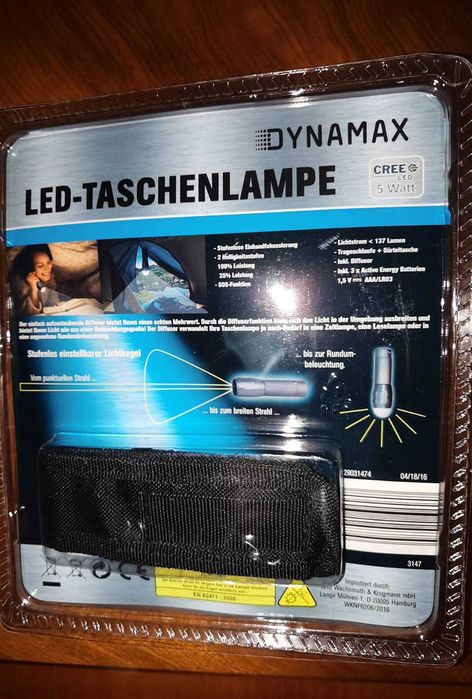 Lanterna LED, com estojo e fivela para cinto