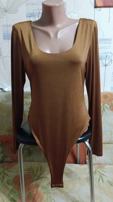 Комфортный горчичный комбидресс с длинным рукавом, размер L - 16- 50