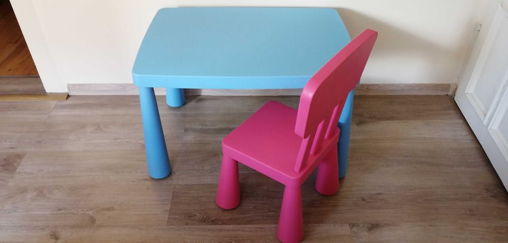 Stolik i krzesło dla dziecka Mammut IKEA Niebieski/Różowy
