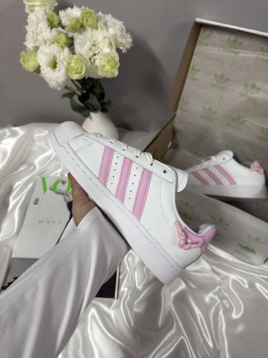 Жіночі кросівки Adidas Superstar Knotted Rope White Clear Pink адідас суперстар