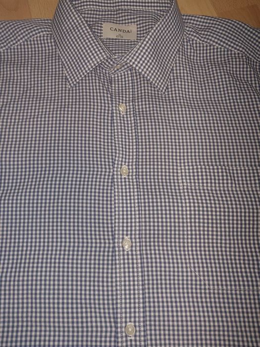 Elegancka koszula męska xl Canda C&A granatowo biała