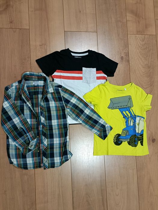 Conjunto: camisa + 2 T-shirts 4/5 anos