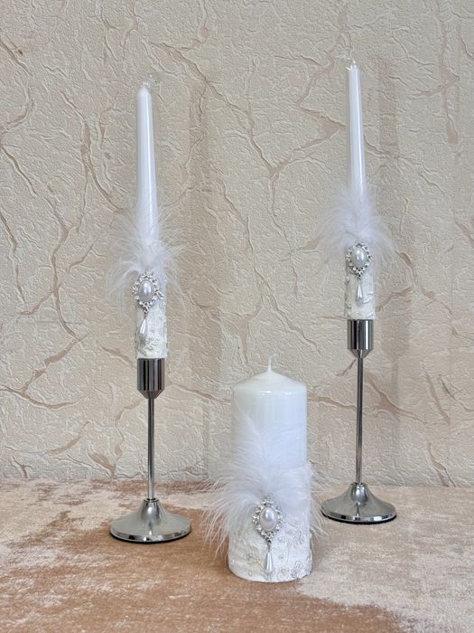 Весільний набір; Бокали; свічки; Скринька; Коробка; тарілка; ніж