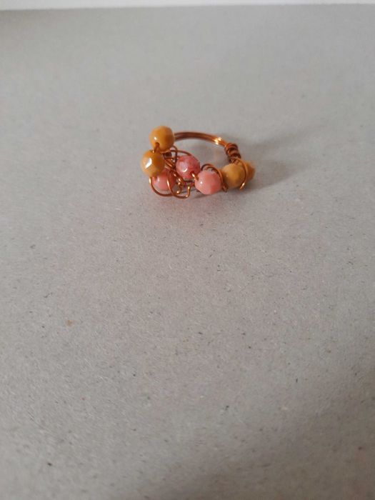 Anel colorido rosa e laranja