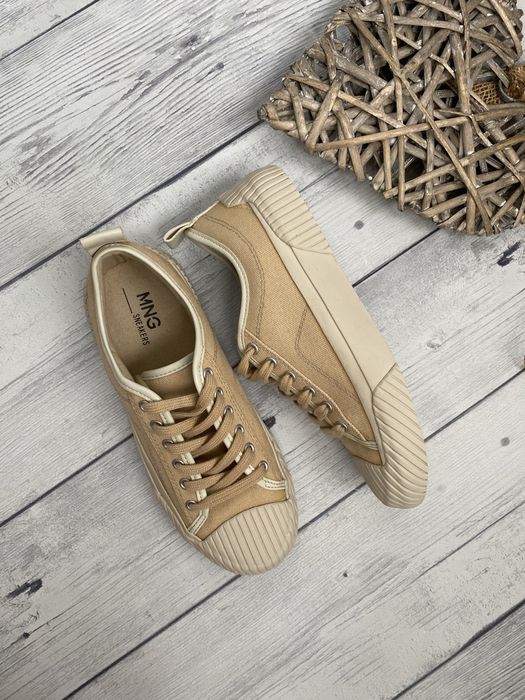 Mango Hank 87082505 бежевые кеды 36 размер ( по стельке 22 см)