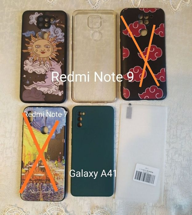 Чохли та захисне скло для мобіл. телефону Redmi note 6А, 9, Galaxy A41