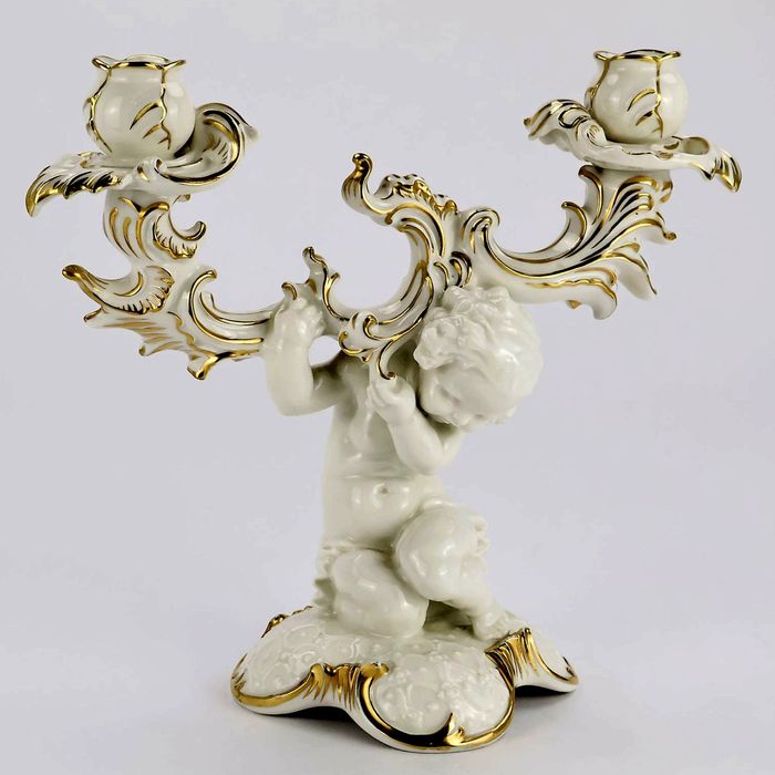 Большой двойной подсвечник с купидоном Hutschenreuther Karl Tutter
