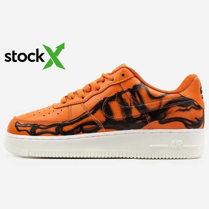 Мужские кроссовки Nike Air Force 1 Skeleton Orange. 40-45