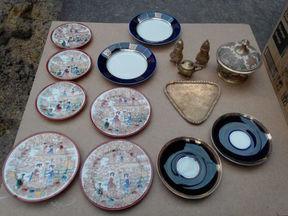 чайный сервиз Гейша Япония фарфор посуда латунь Индия